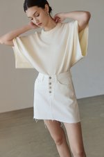 DAPHNE RAW HEM MINI DENIM SKIRT