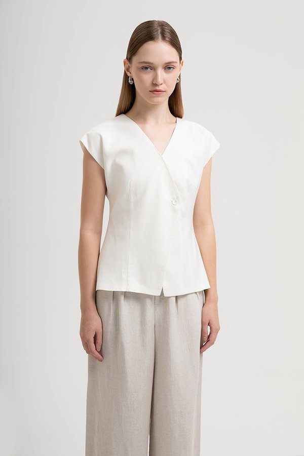 BETH WRAP LINEN TOP