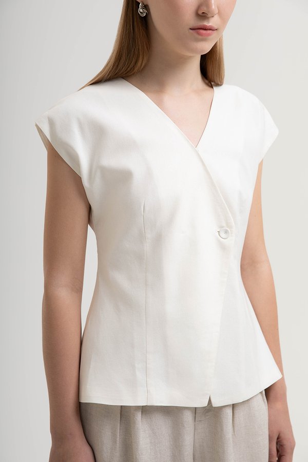 BETH WRAP LINEN TOP