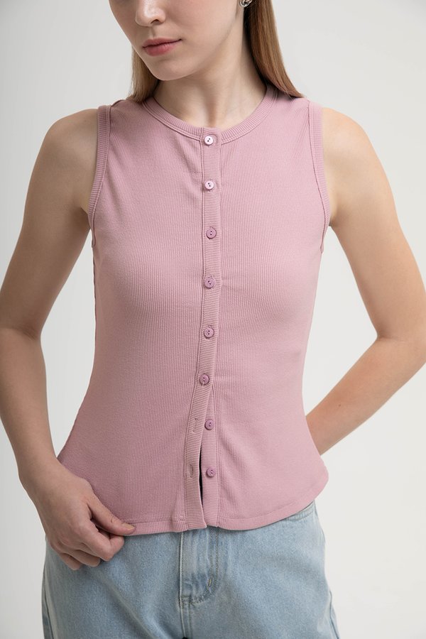 CLAIRE BUTTONDOWN RIBBED TANK TOP