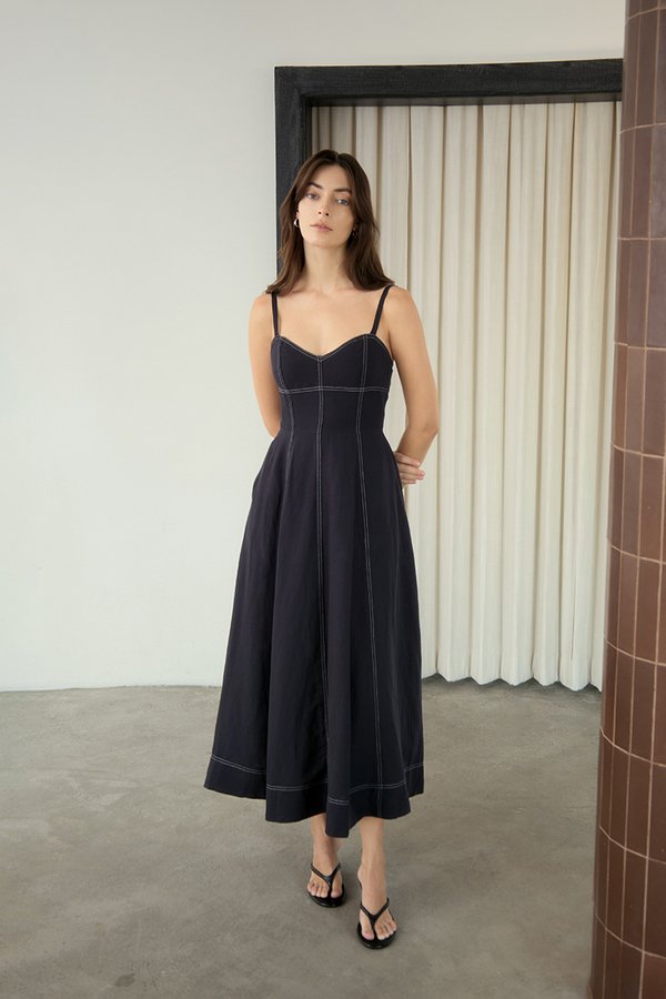 BEVERLY CONTRAST CAMI LINEN DRESS