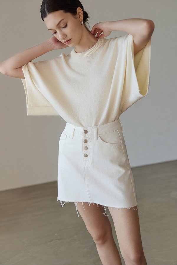 DAPHNE RAW HEM MINI DENIM SKIRT