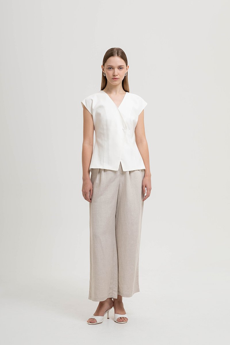 BETH WRAP LINEN TOP