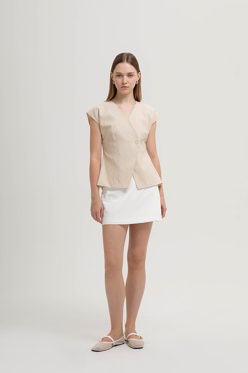 BETH WRAP LINEN TOP