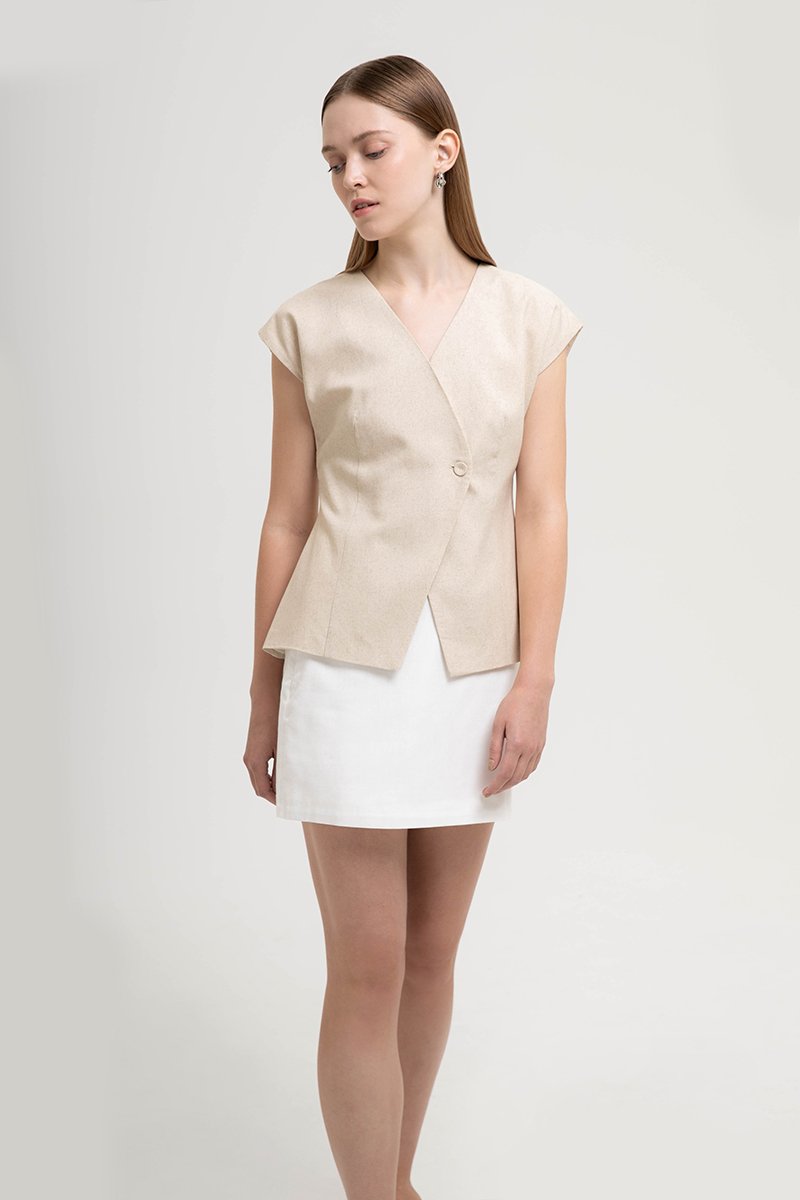 BETH WRAP LINEN TOP