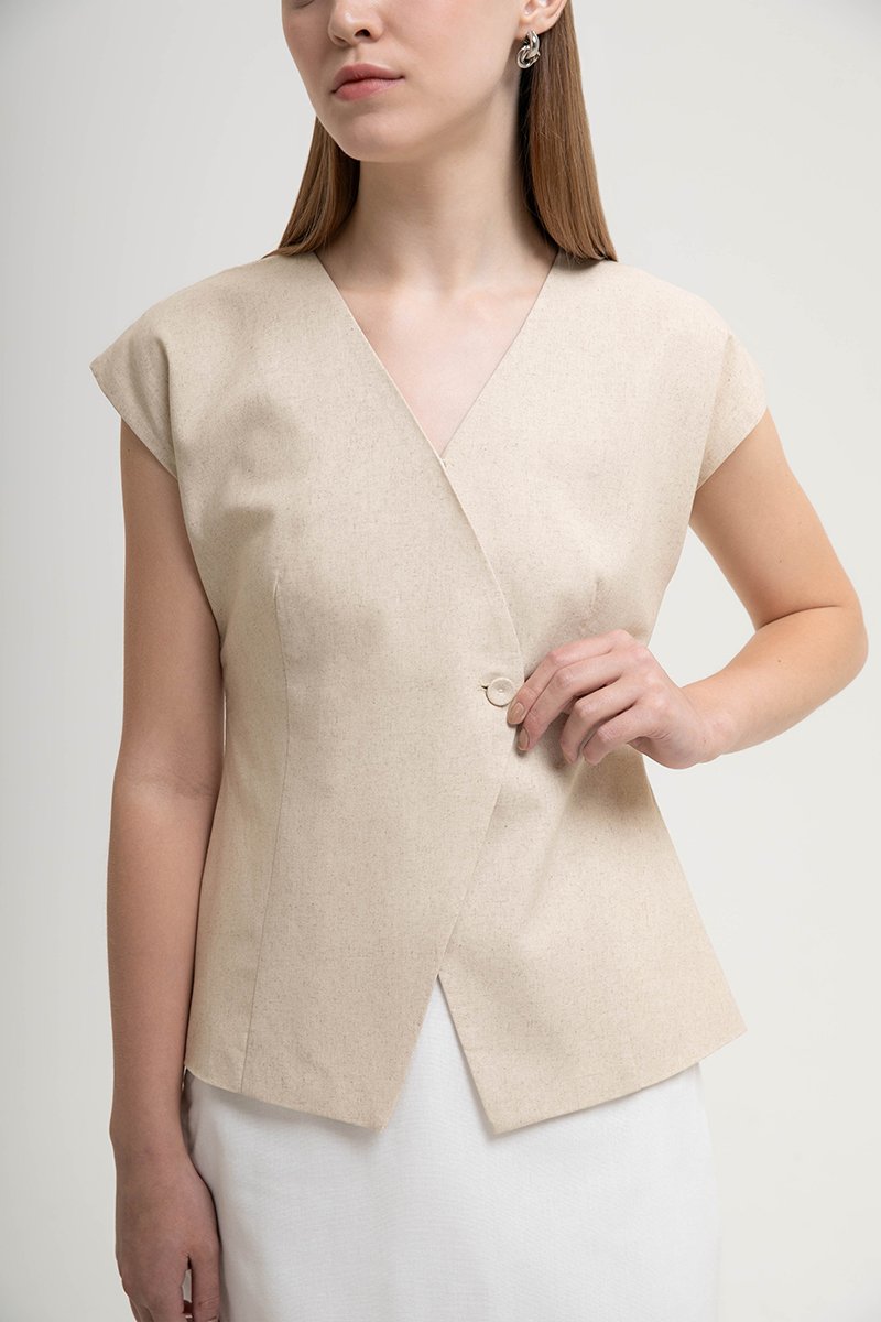 BETH WRAP LINEN TOP