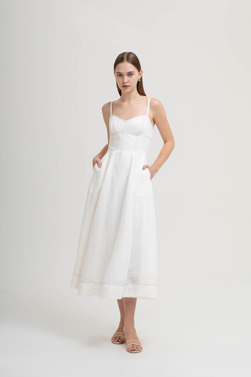 BEVERLY CONTRAST CAMI LINEN DRESS