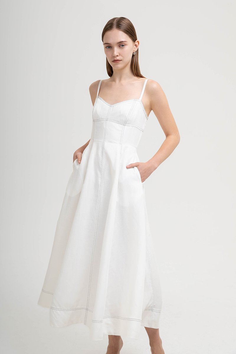 BEVERLY CONTRAST CAMI LINEN DRESS