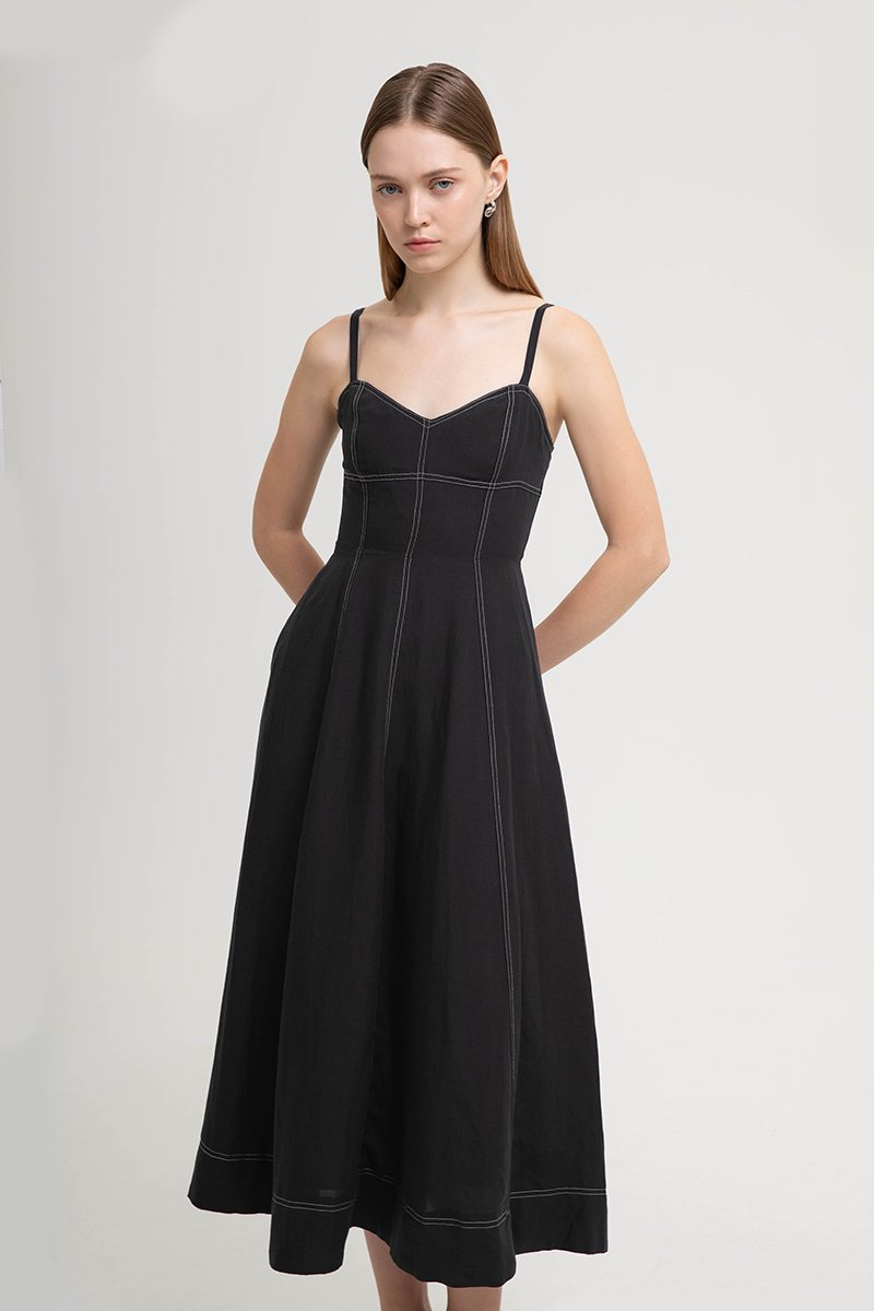 BEVERLY CONTRAST CAMI LINEN DRESS