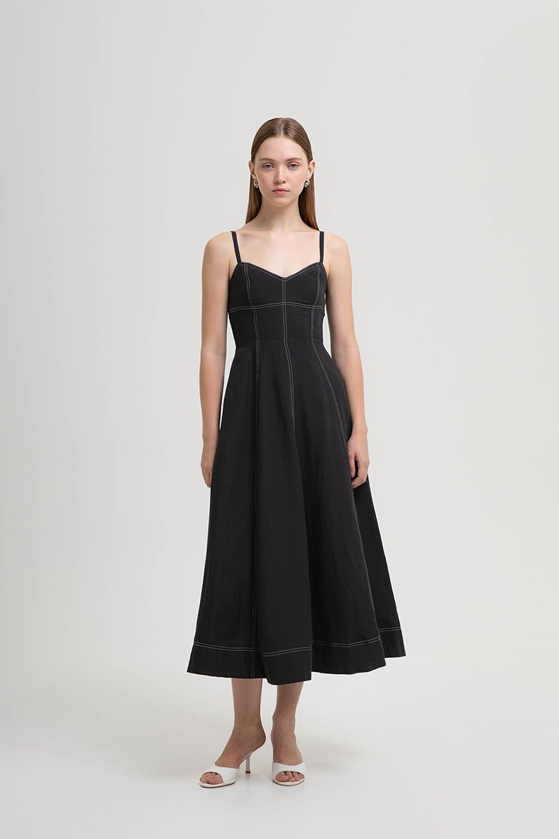 BEVERLY CONTRAST CAMI LINEN DRESS