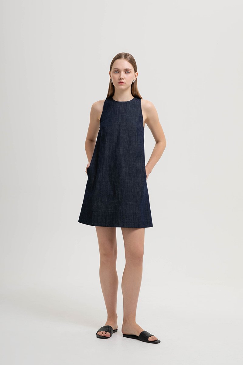 MACEY SHIFT DENIM MINI DRESS
