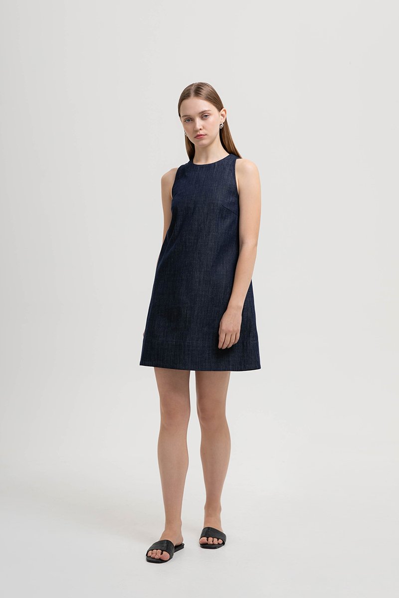 MACEY SHIFT DENIM MINI DRESS