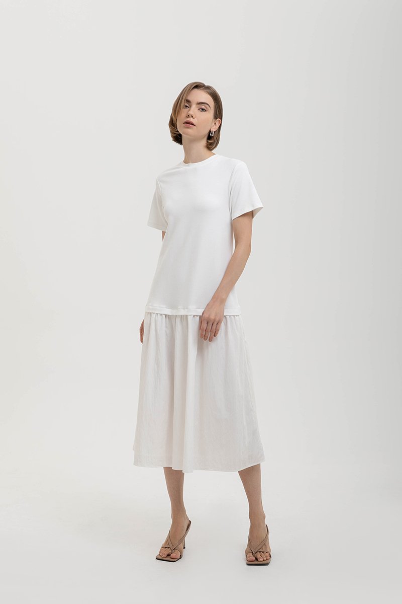 VERONA TEE DROP WAIST MIDI DRESS