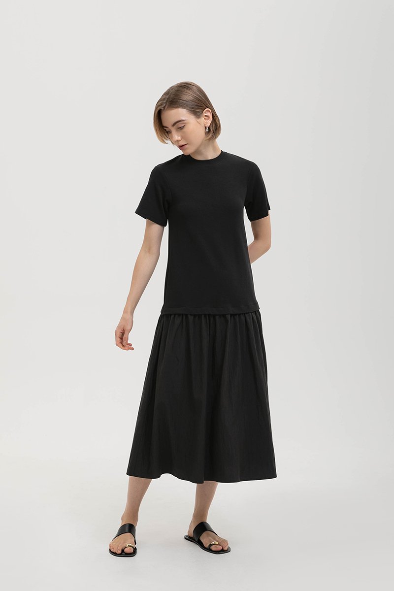 VERONA TEE DROP WAIST MIDI DRESS