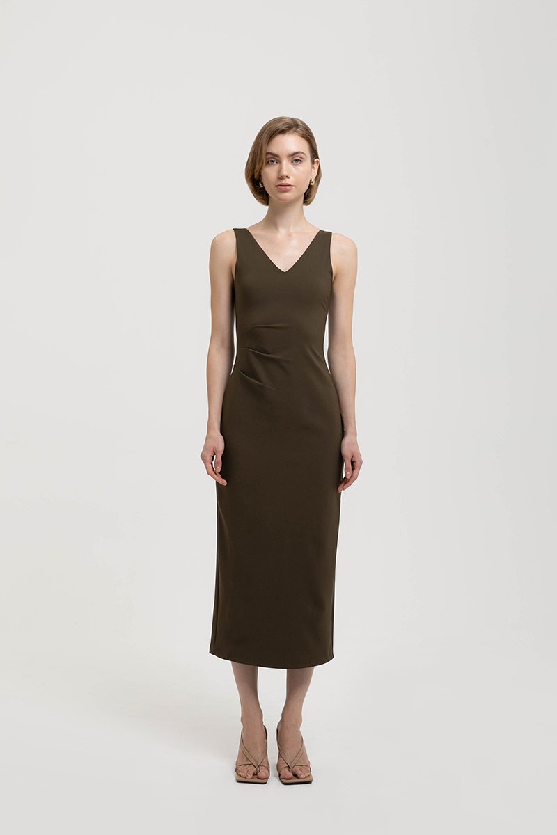 IRIS PLEATED MIDI DRESS