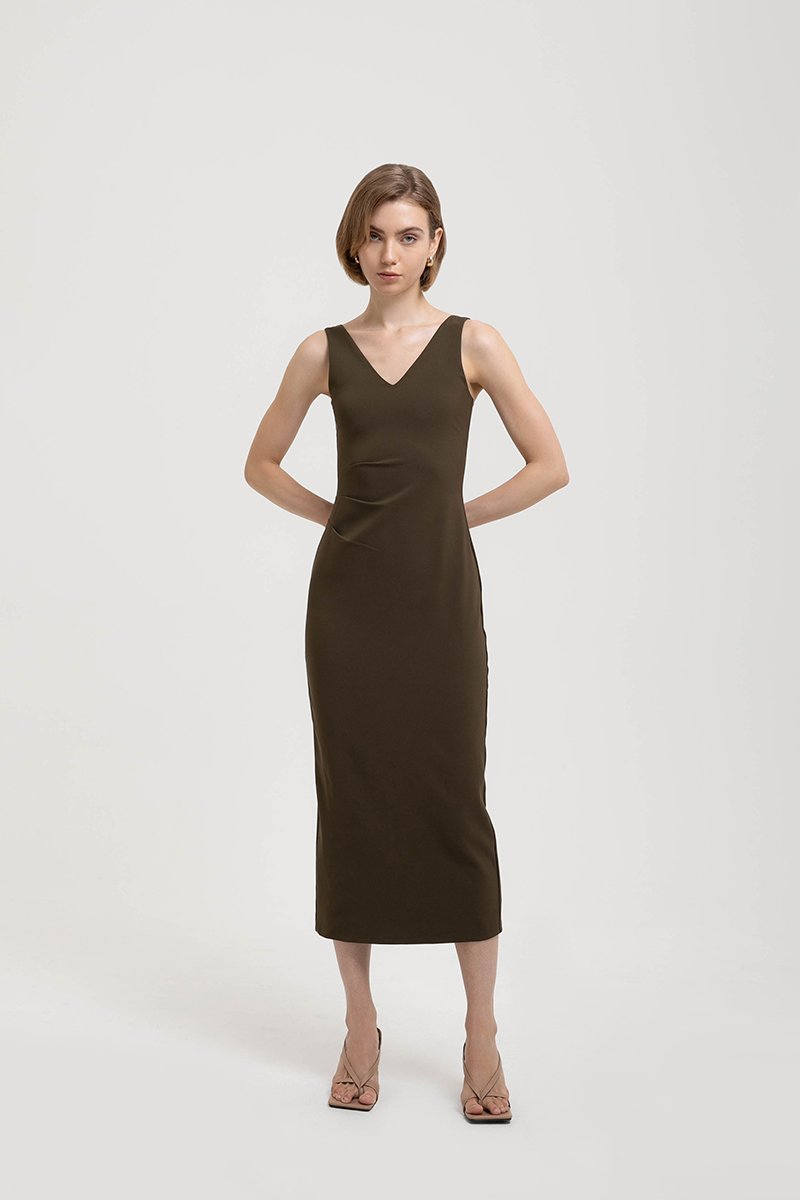 IRIS PLEATED MIDI DRESS