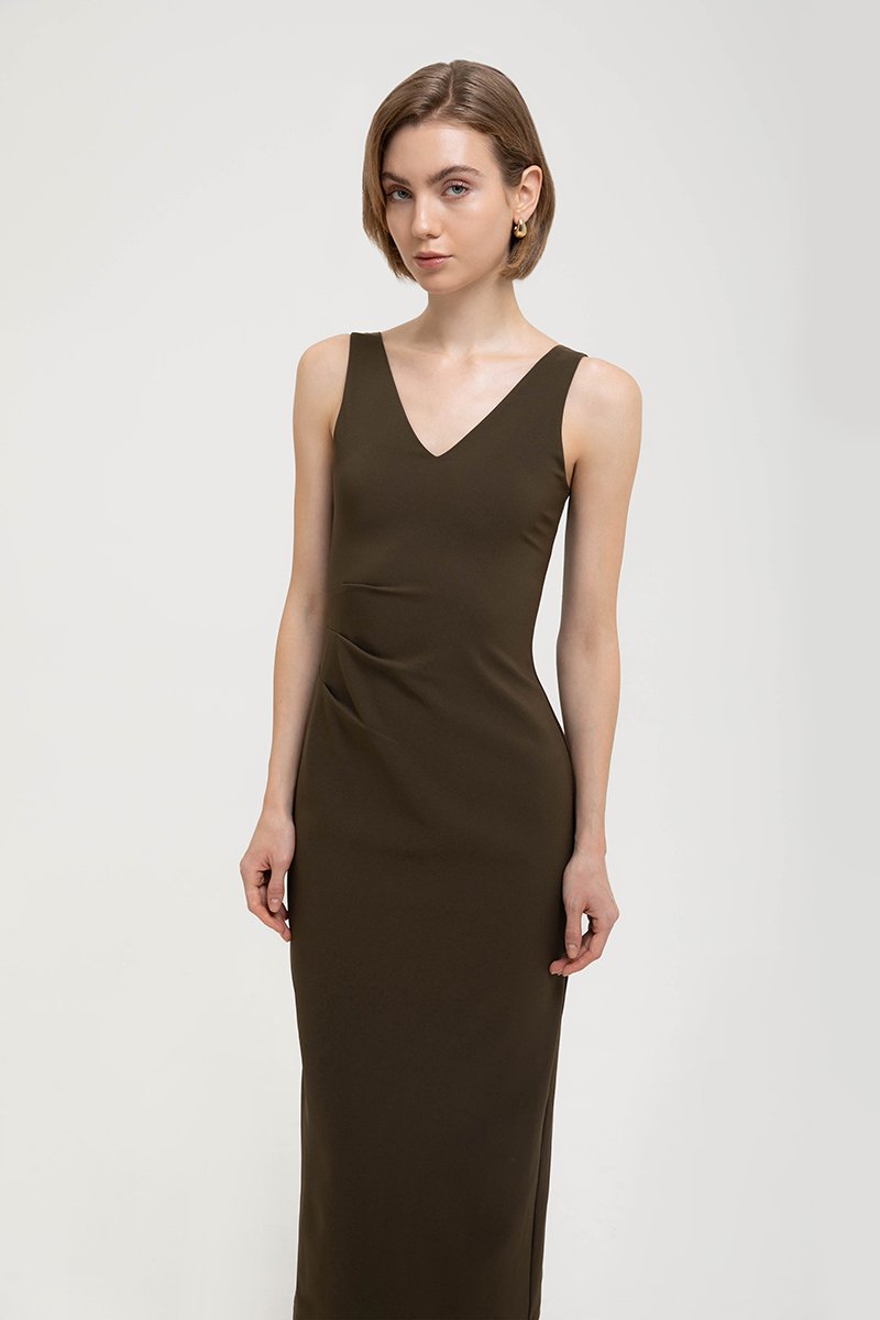 IRIS PLEATED MIDI DRESS