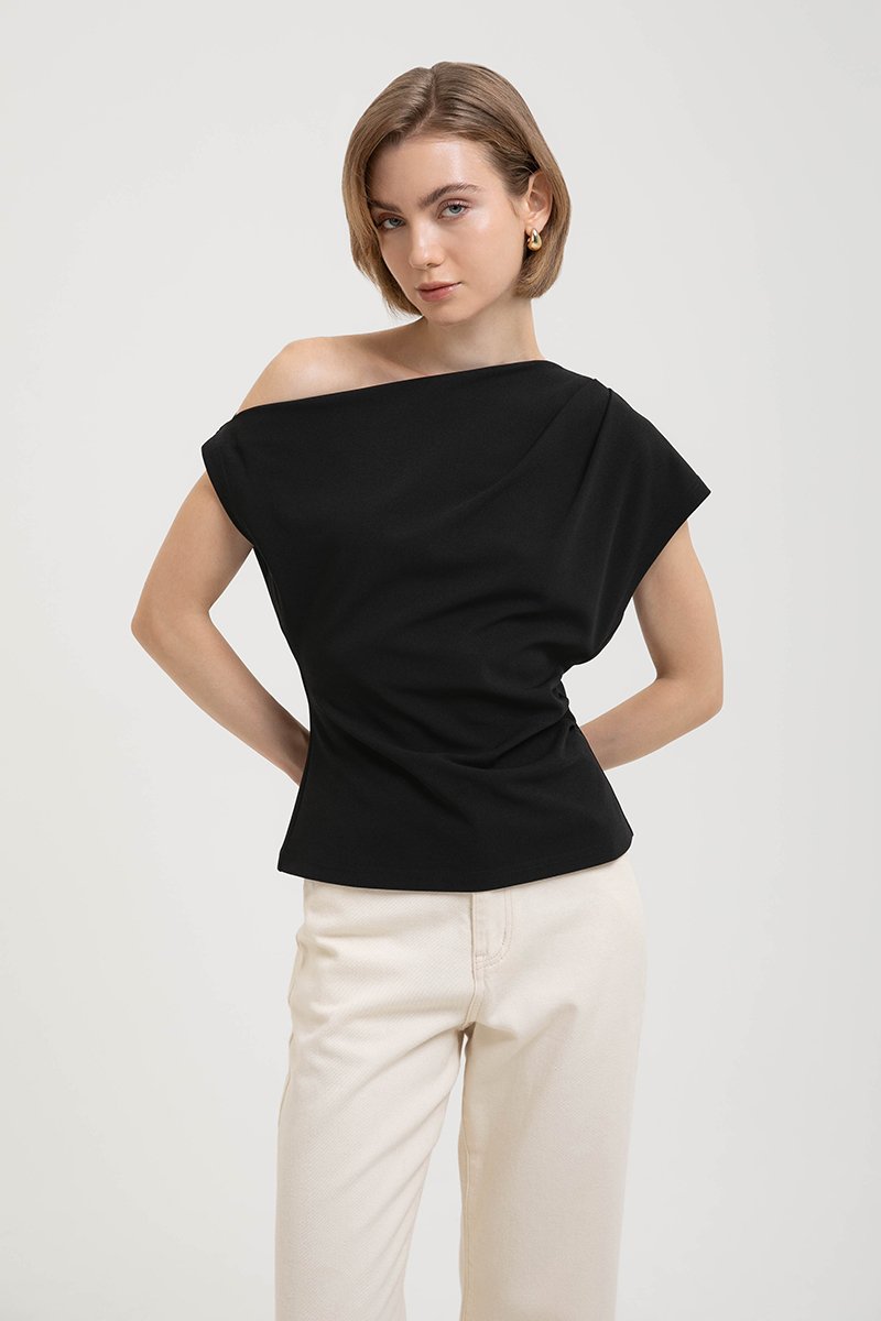 *BACKORDER 5* AMIRA ASYMMETRIC OFF SHOULDER TOP W BELT