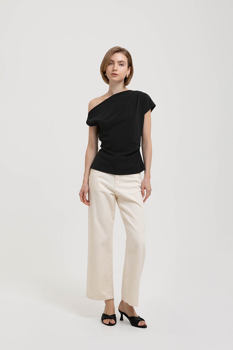 AMIRA ASYMMETRIC OFF SHOULDER TOP W BELT