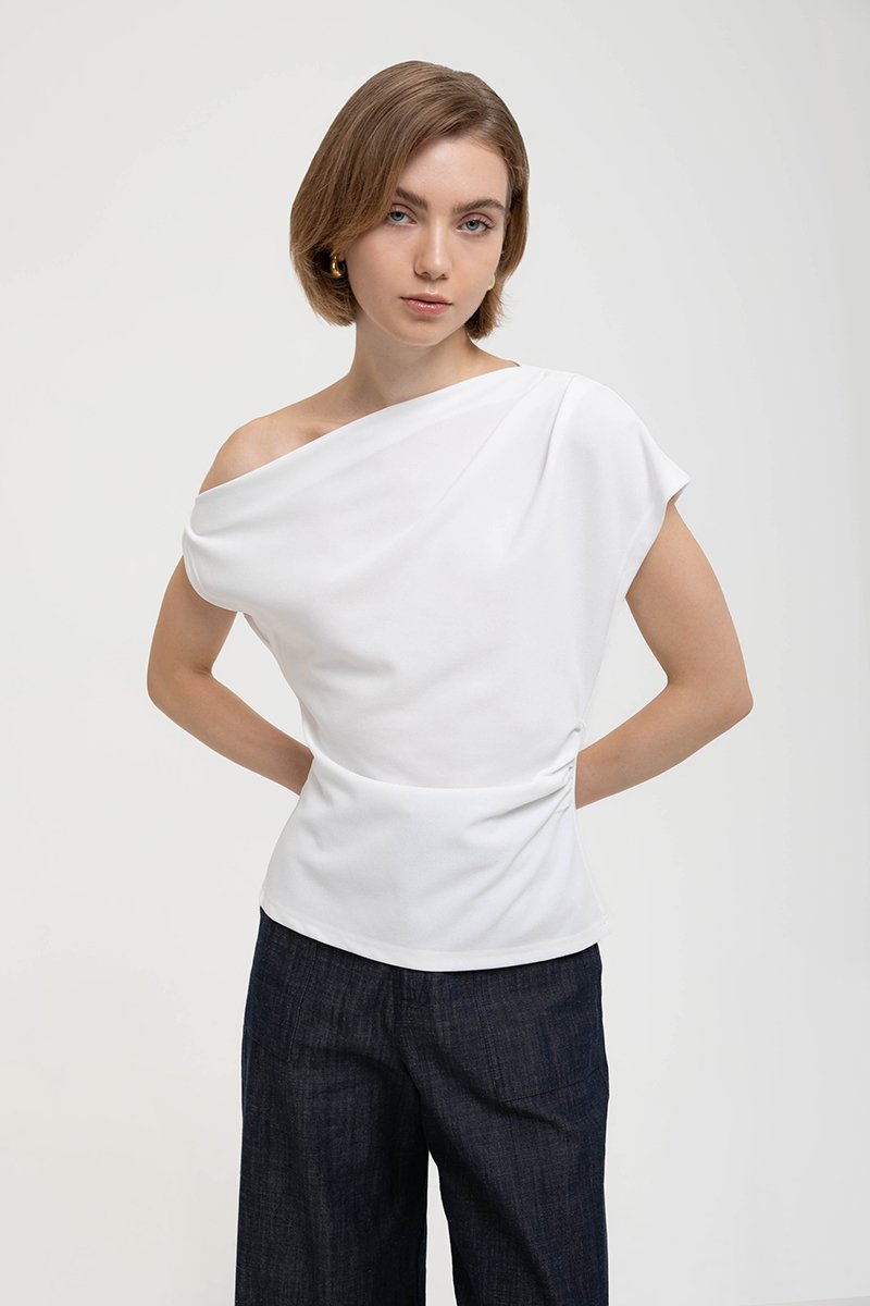 *BACKORDER 5* AMIRA ASYMMETRIC OFF SHOULDER TOP W BELT