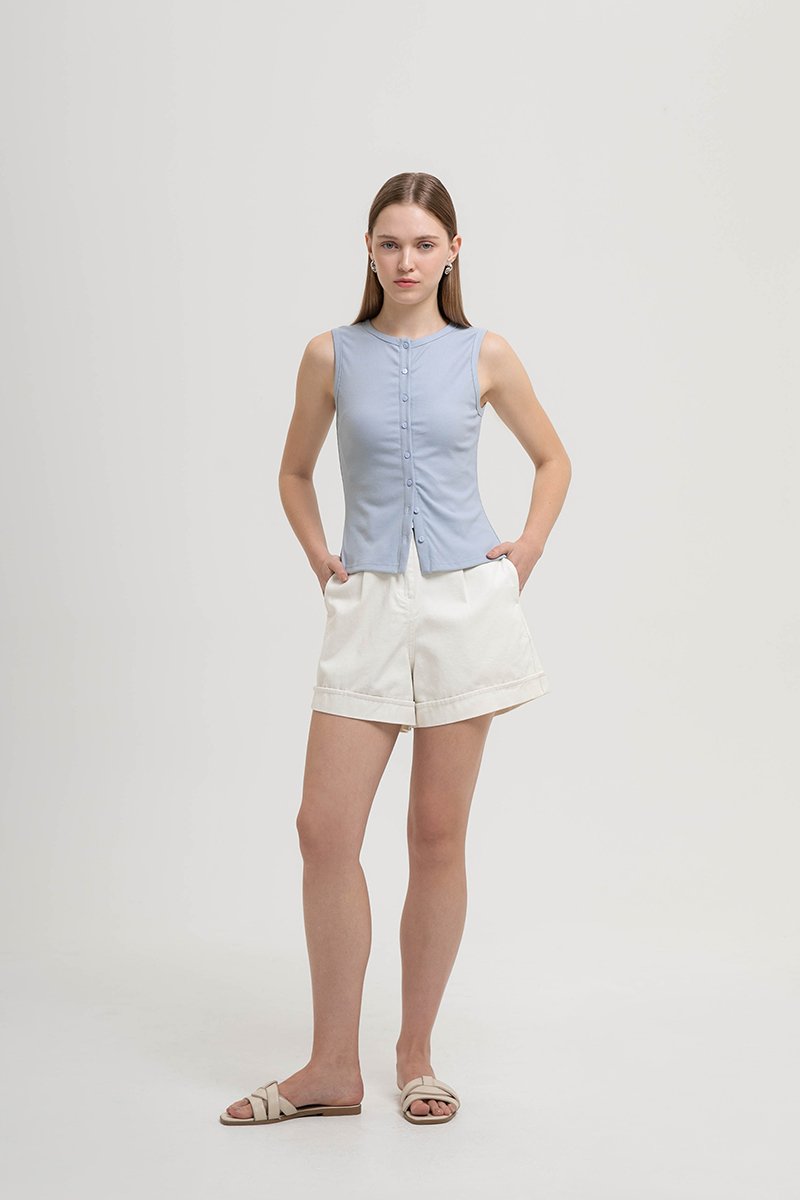CLAIRE BUTTONDOWN RIBBED TANK TOP