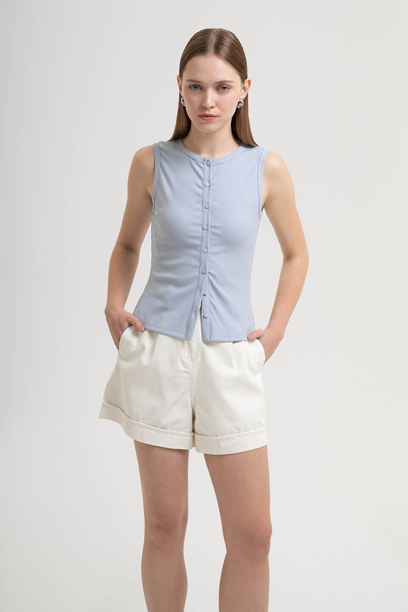 CLAIRE BUTTONDOWN RIBBED TANK TOP