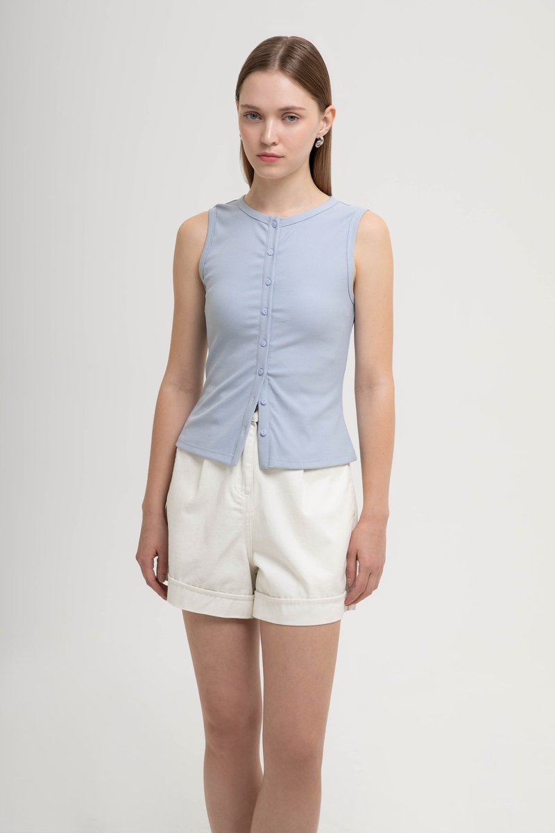 CLAIRE BUTTONDOWN RIBBED TANK TOP