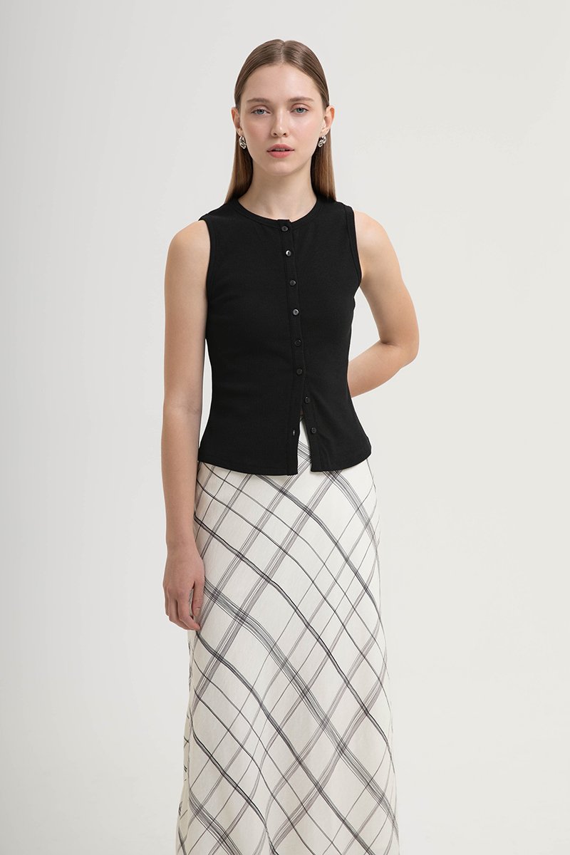CLAIRE BUTTONDOWN RIBBED TANK TOP
