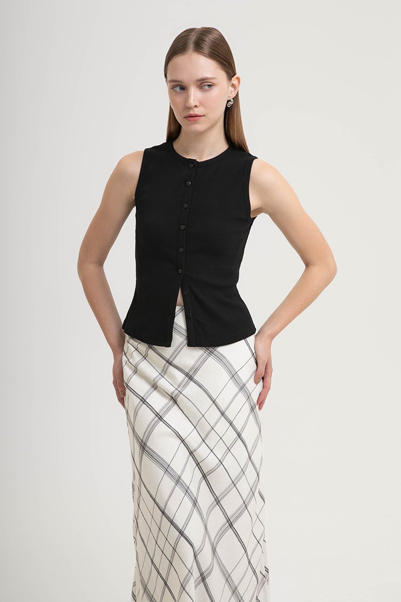 CLAIRE BUTTONDOWN RIBBED TANK TOP