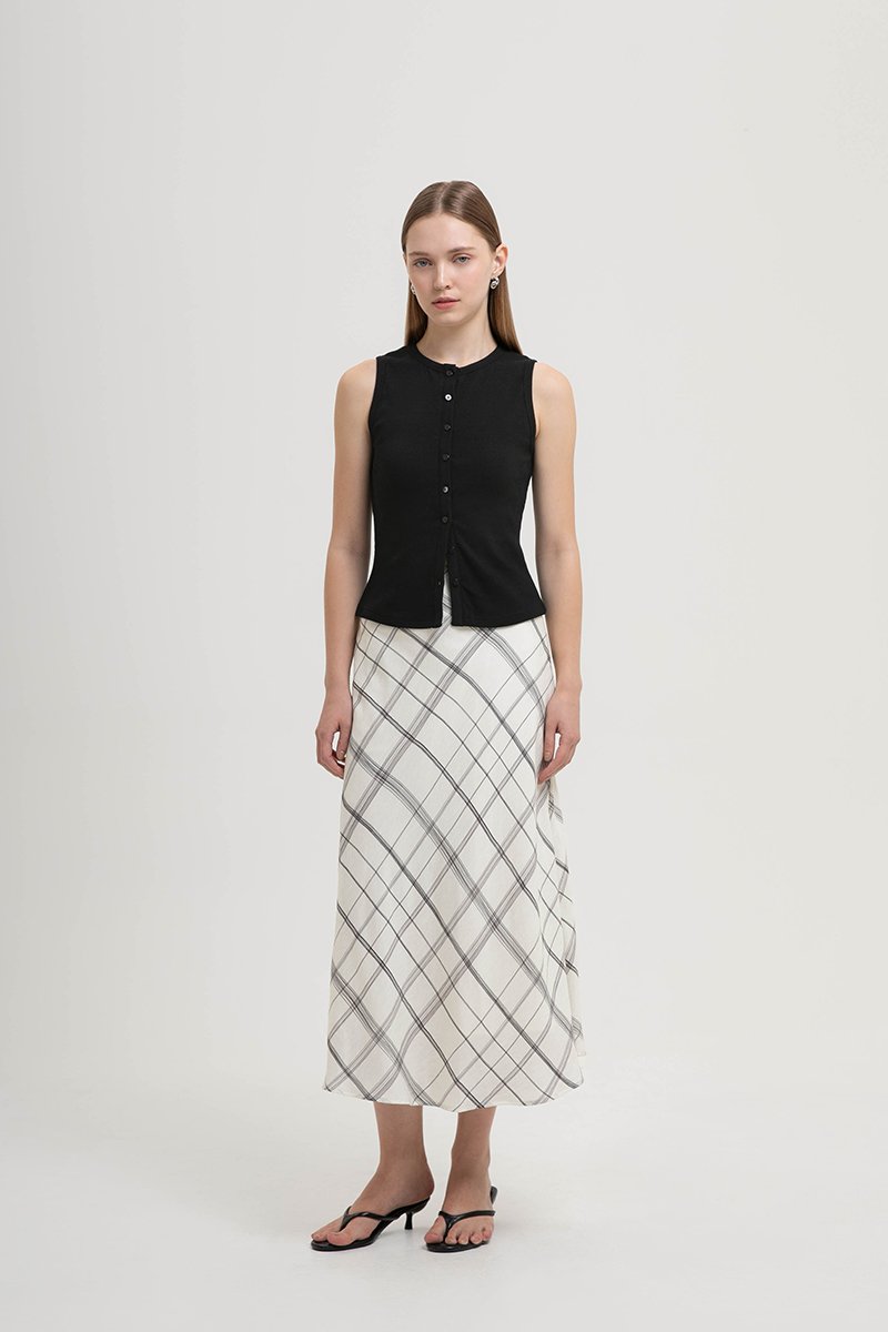 CLAIRE BUTTONDOWN RIBBED TANK TOP