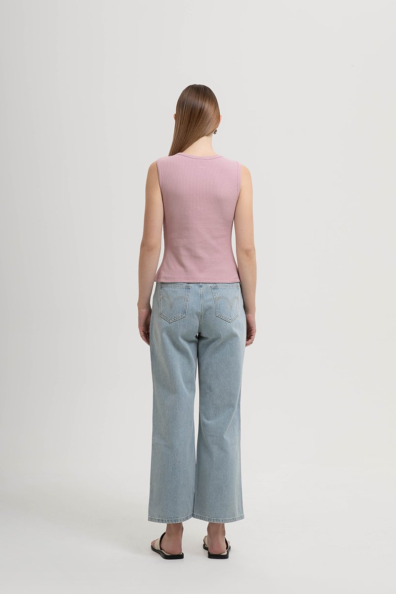 CLAIRE BUTTONDOWN RIBBED TANK TOP