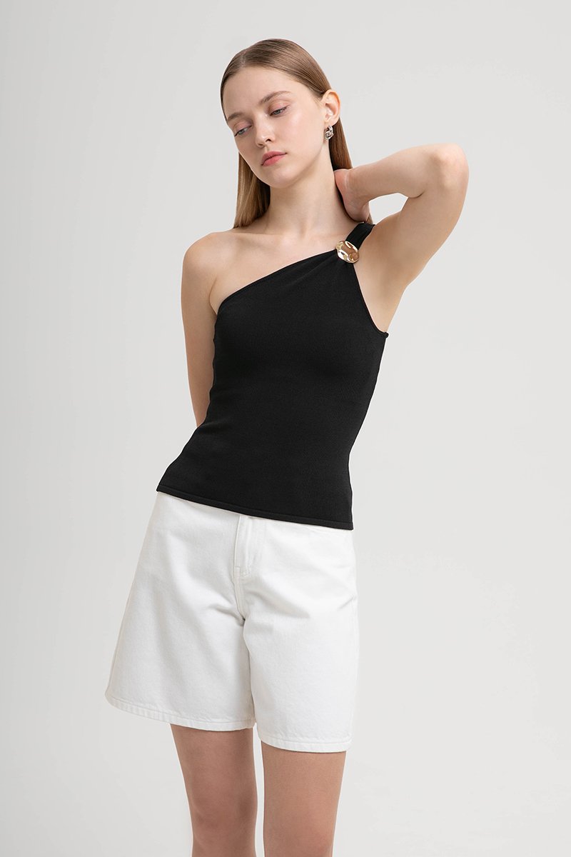 DONNA TOGA KNIT TOP W DETACHABLE BROOCH