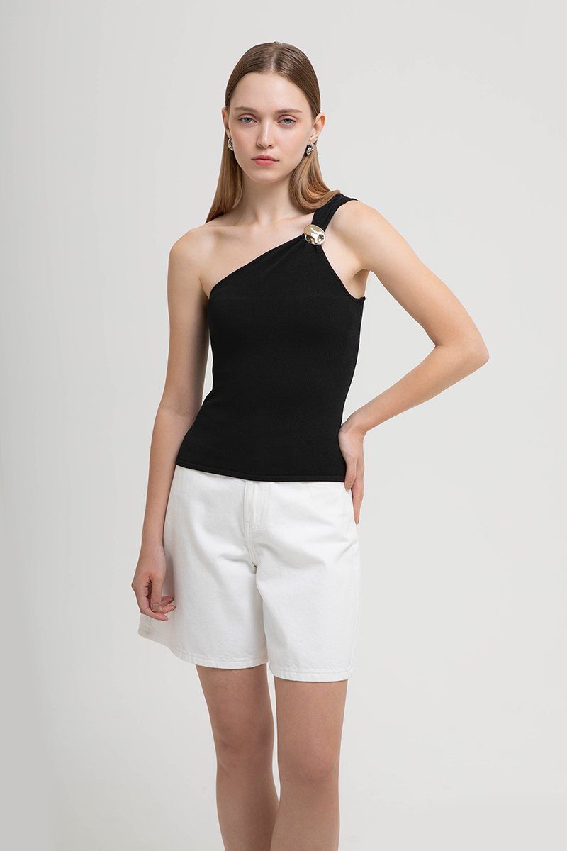 DONNA TOGA KNIT TOP W DETACHABLE BROOCH