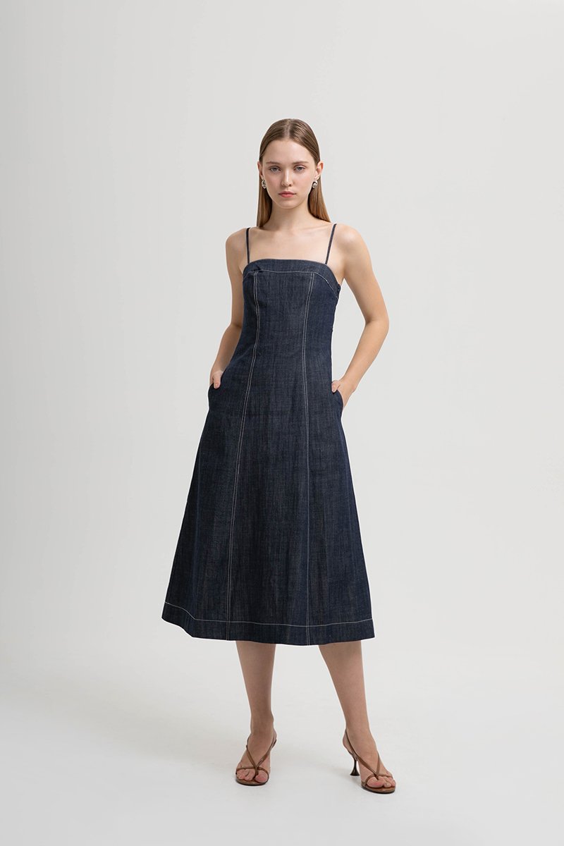 COURTNEY PANELLED DENIM DRESS