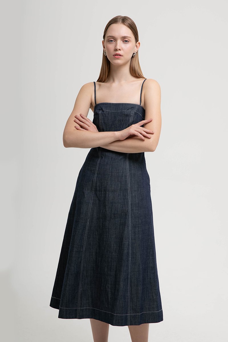 COURTNEY PANELLED DENIM DRESS