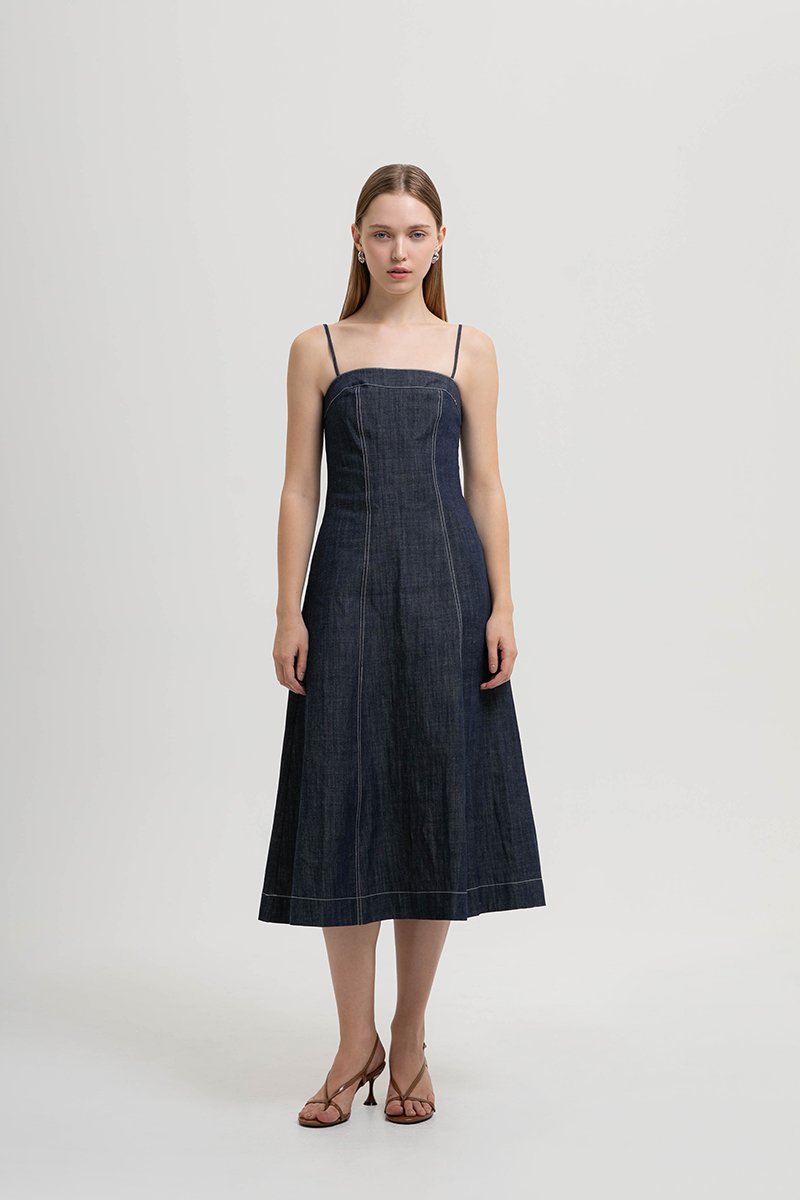 COURTNEY PANELLED DENIM DRESS