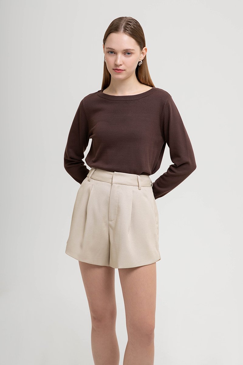 CELINA TWEED PLEATED SHORTS