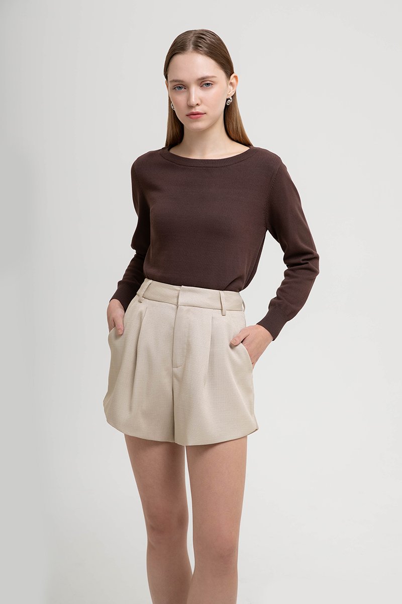 CELINA TWEED PLEATED SHORTS