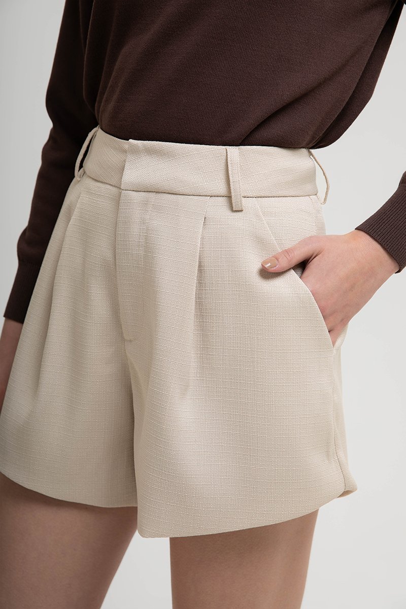 CELINA TWEED PLEATED SHORTS