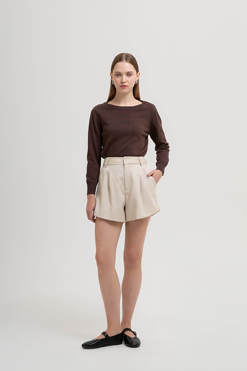 CELINA TWEED PLEATED SHORTS