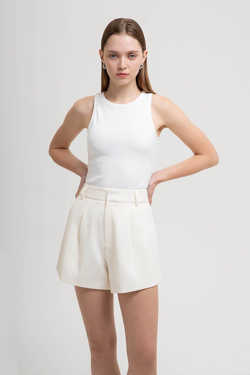 CELINA TWEED PLEATED SHORTS