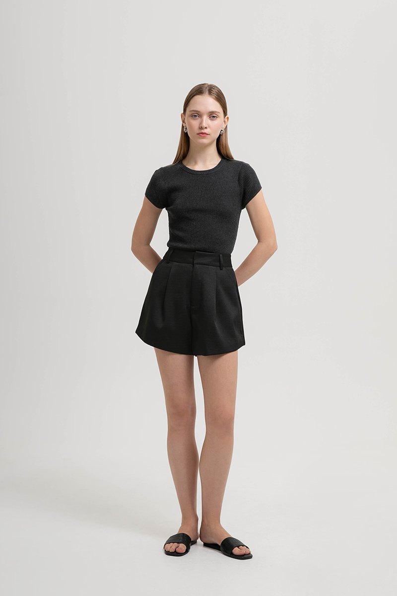 CELINA TWEED PLEATED SHORTS