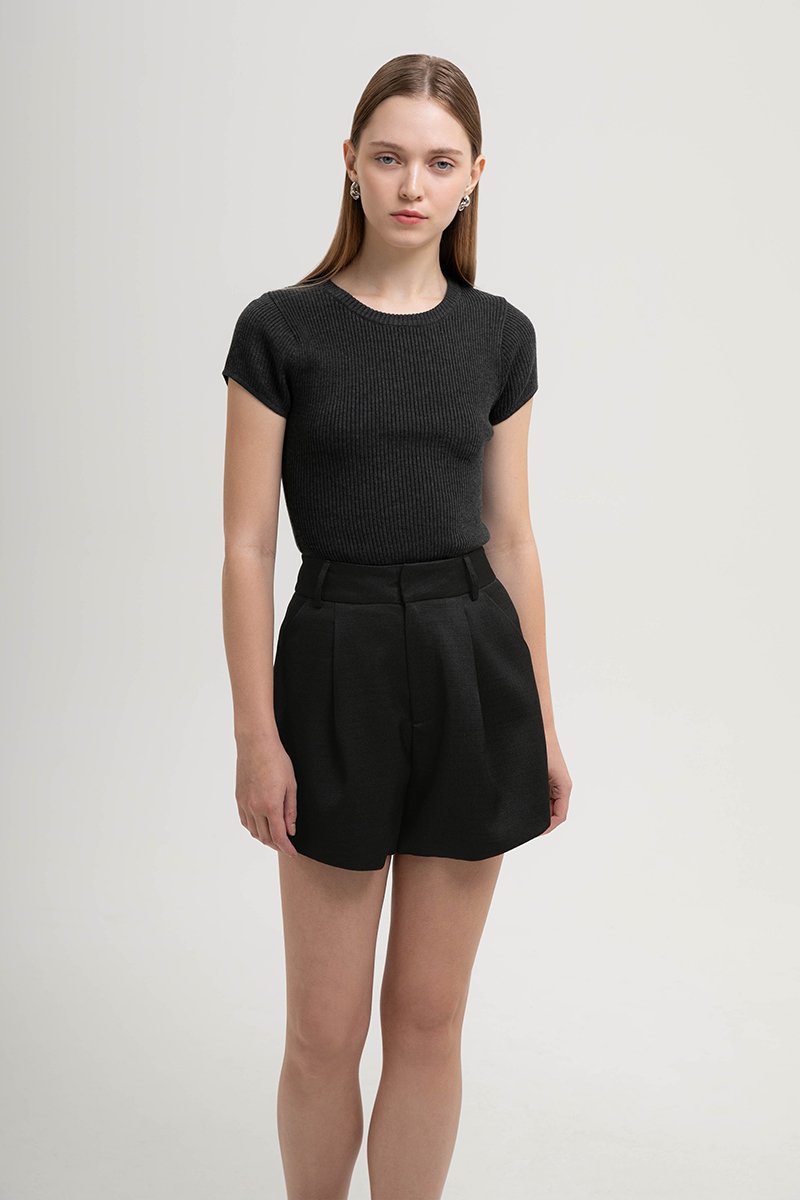 CELINA TWEED PLEATED SHORTS