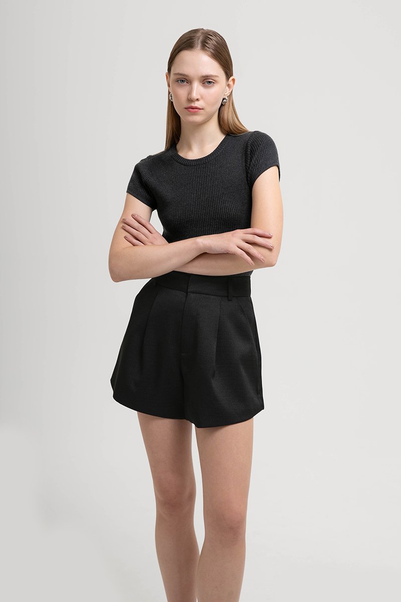 CELINA TWEED PLEATED SHORTS