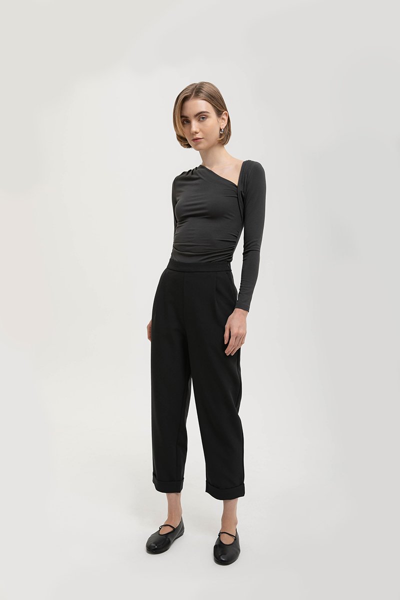 DENISSE ROLLED CUFF CIGARETTE PANTS