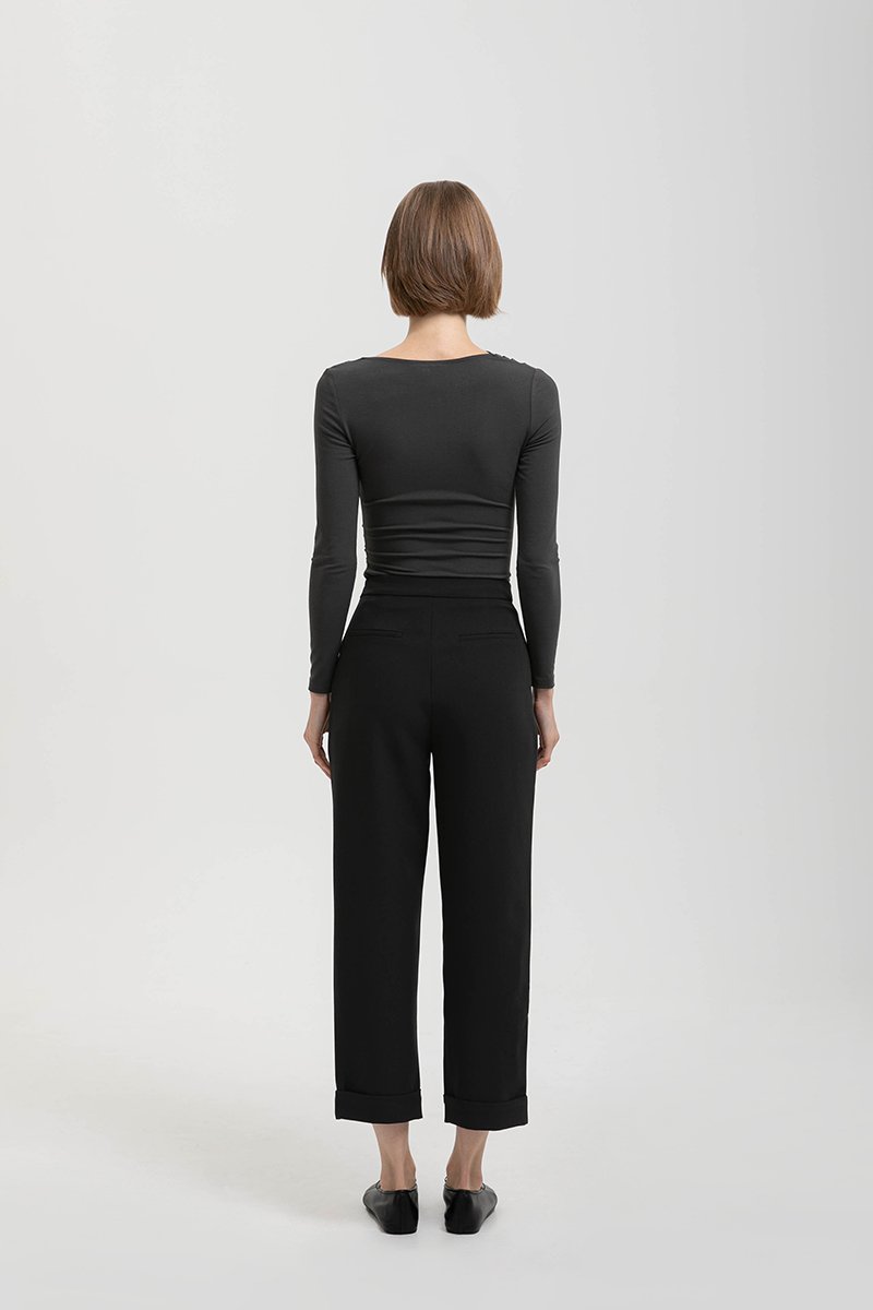 DENISSE ROLLED CUFF CIGARETTE PANTS