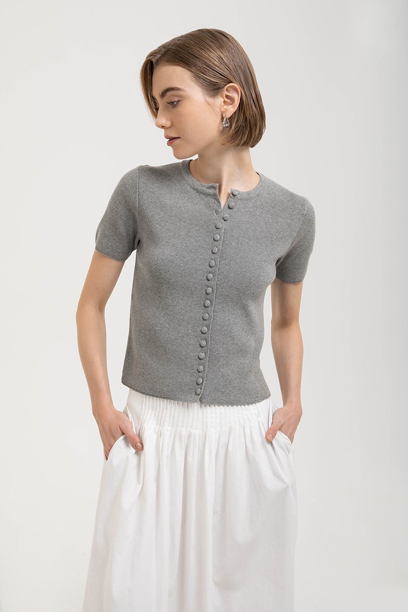 IVONNE BUTTONDOWN KNIT TOP