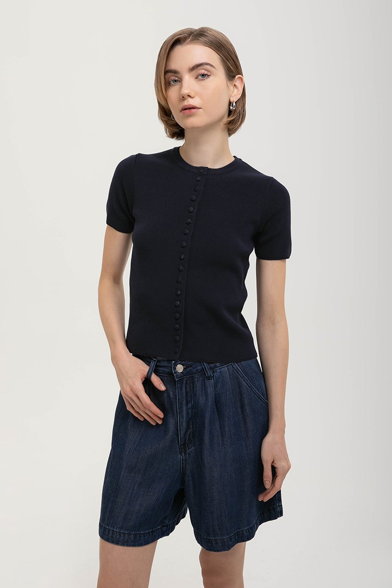 IVONNE BUTTONDOWN KNIT TOP