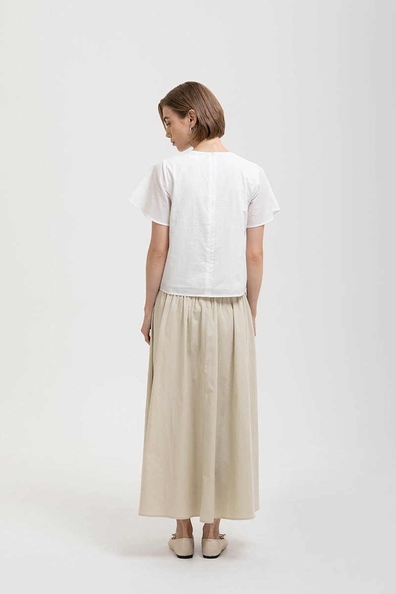 KARISSA PLEATED FLUTTER SLEEVE TOP