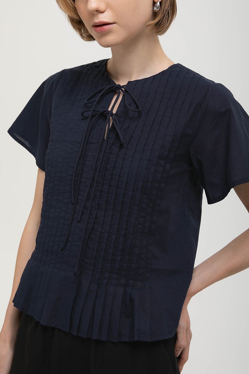 KARISSA PLEATED FLUTTER SLEEVE TOP